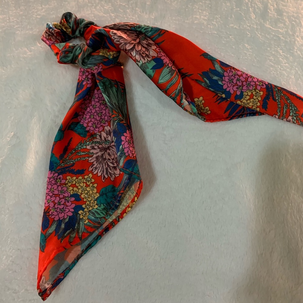 Satin Floral long scrunchie